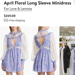 NEW - For Love & Lemons April Floral Long Sleeve Minidress